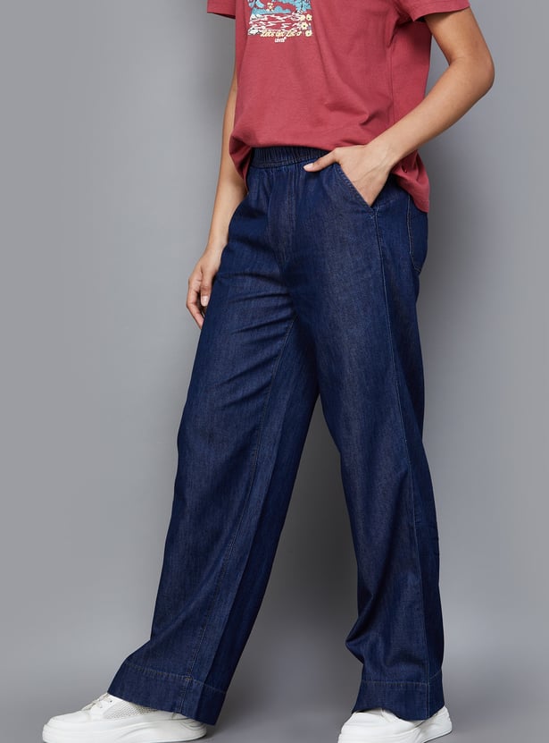 XPOSE Darkwashed Wide-Leg Fit Jeans
