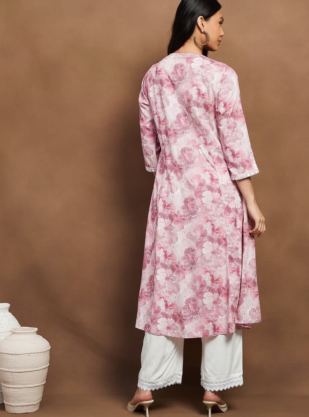 MELANGE Floral Print A-line Kurta Set