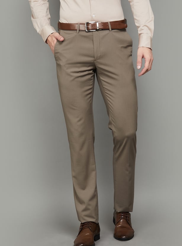 VAN HEUSEN Solid Slim Fit Formal Trousers