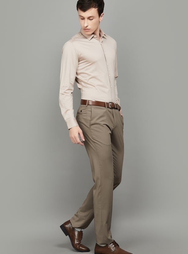 VAN HEUSEN Solid Slim Fit Formal Trousers