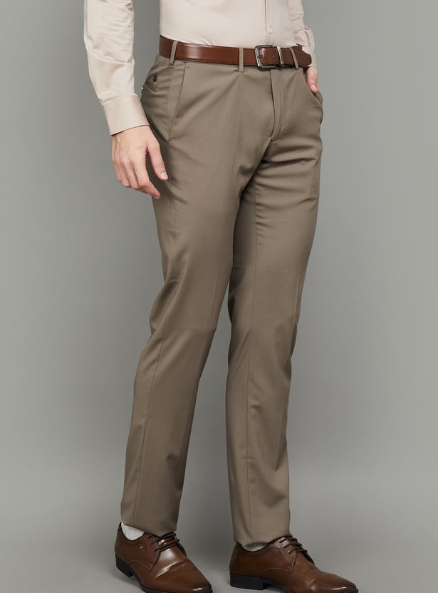 VAN HEUSEN Solid Slim Fit Formal Trousers