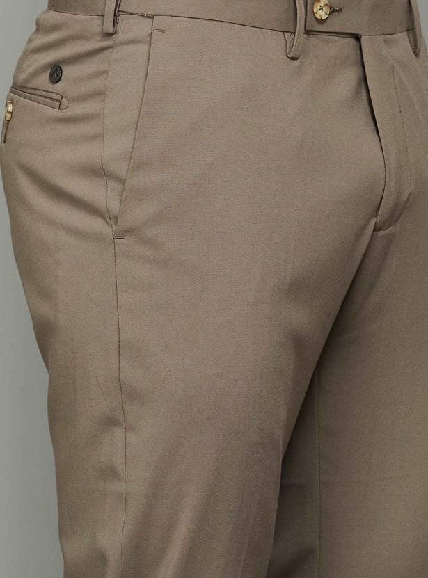 VAN HEUSEN Solid Slim Fit Formal Trousers