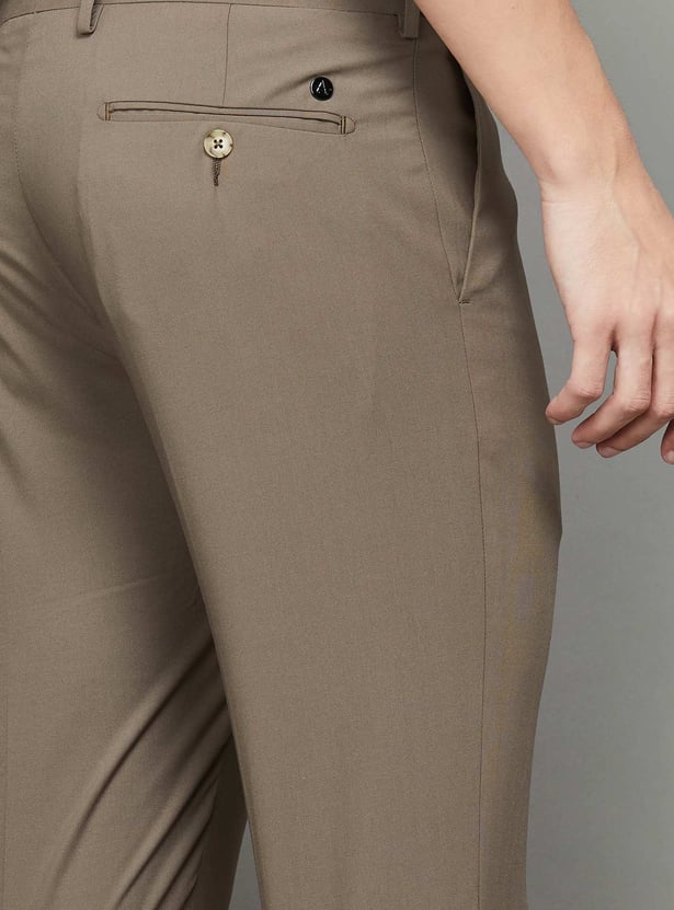 VAN HEUSEN Solid Slim Fit Formal Trousers