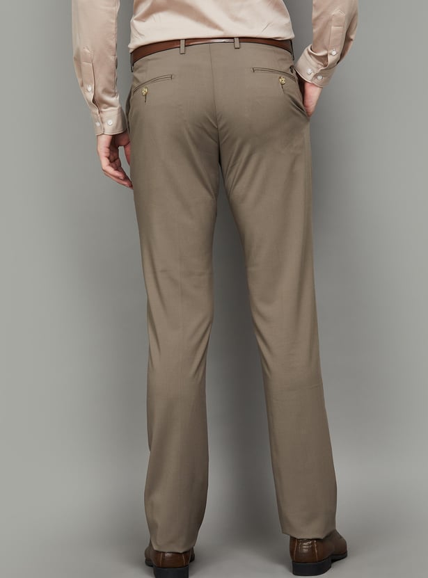 VAN HEUSEN Solid Slim Fit Formal Trousers