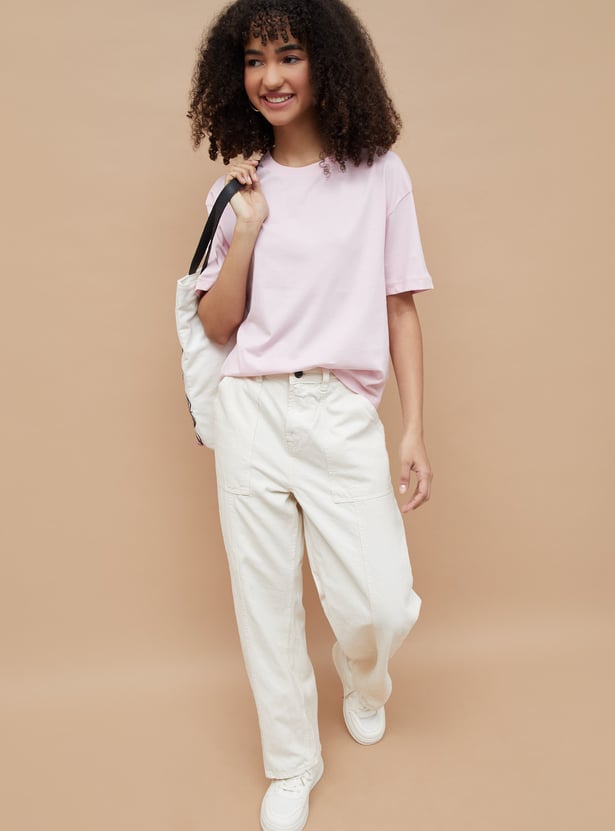 FAME FOREVER Solid Drop Shoulder T-shirt