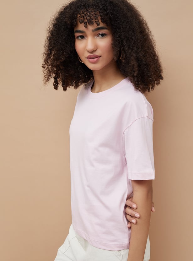 FAME FOREVER Solid Drop Shoulder T-shirt