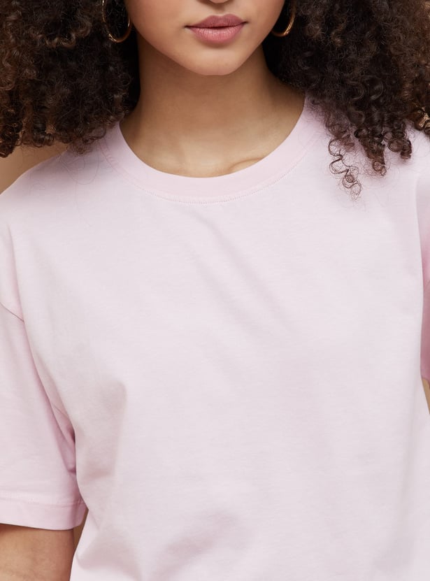 FAME FOREVER Solid Drop Shoulder T-shirt