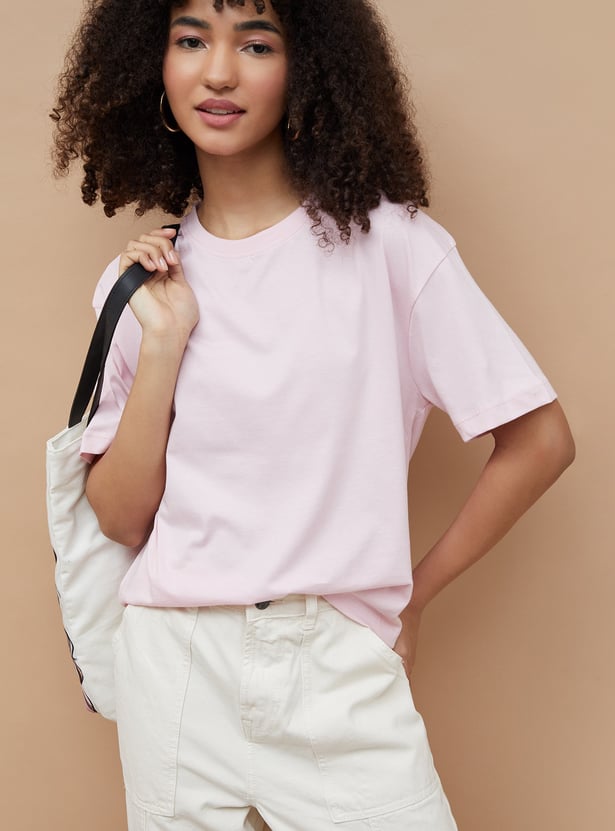 FAME FOREVER Solid Drop Shoulder T-shirt