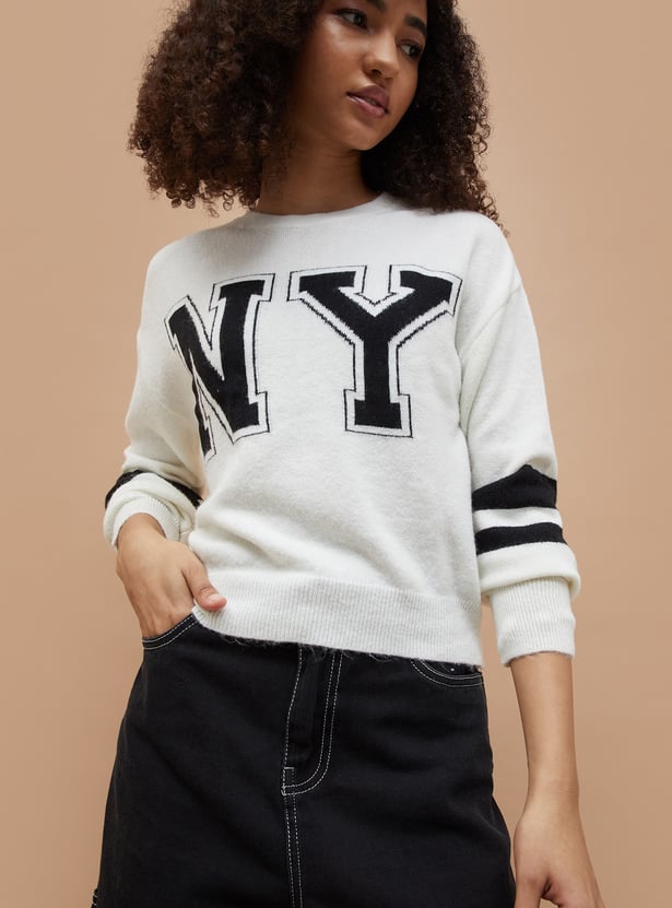 Buy GINGER Typographic Knit Oversized Top from Ginger at just INR