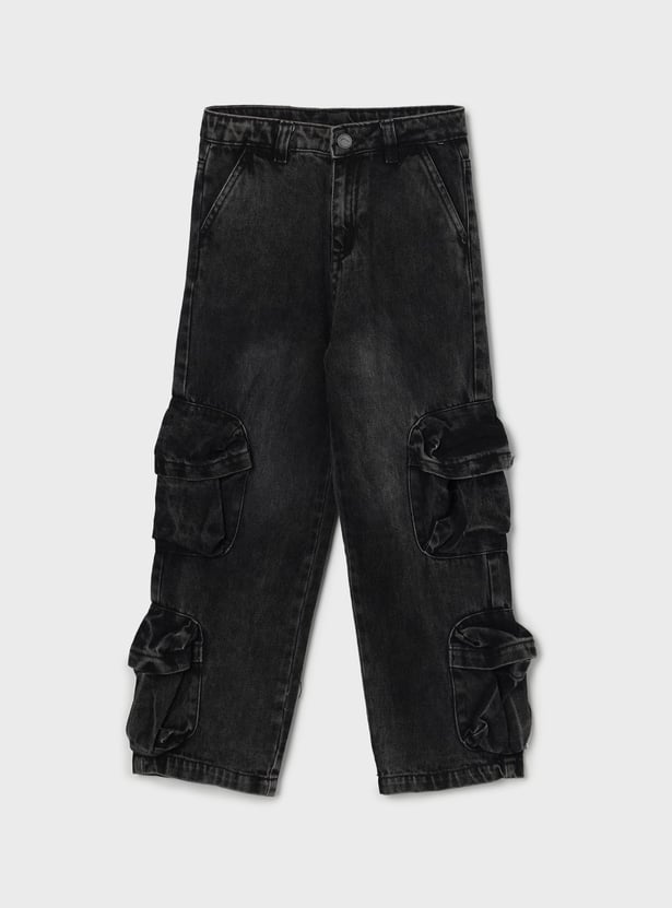 FAME FOREVER Boys Washed Cargo Jeans