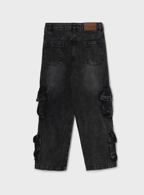 FAME FOREVER Boys Washed Cargo Jeans