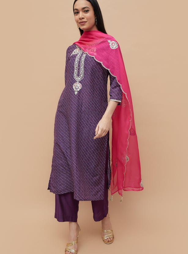 MELANGE Printed Straight Kurta Set