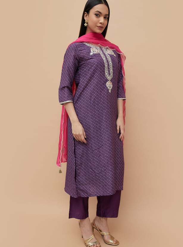 MELANGE Printed Straight Kurta Set