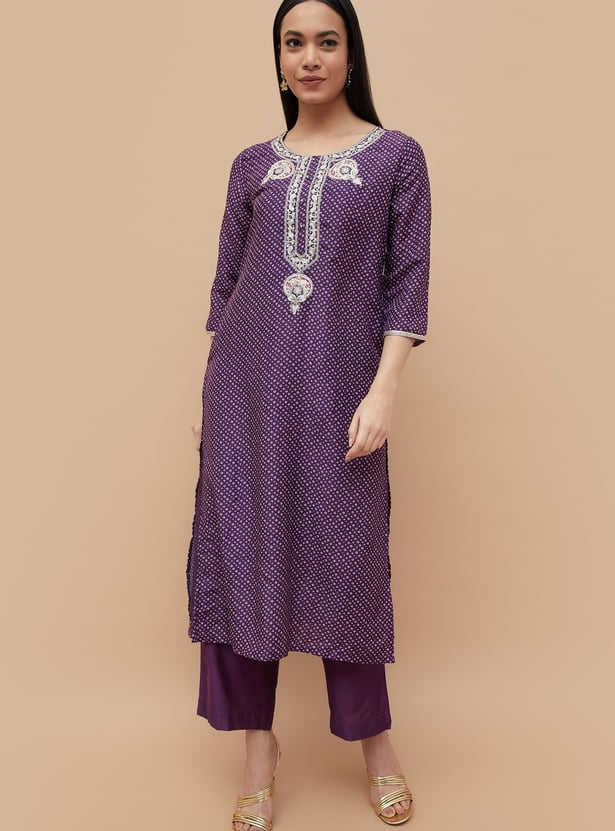 MELANGE Printed Straight Kurta Set