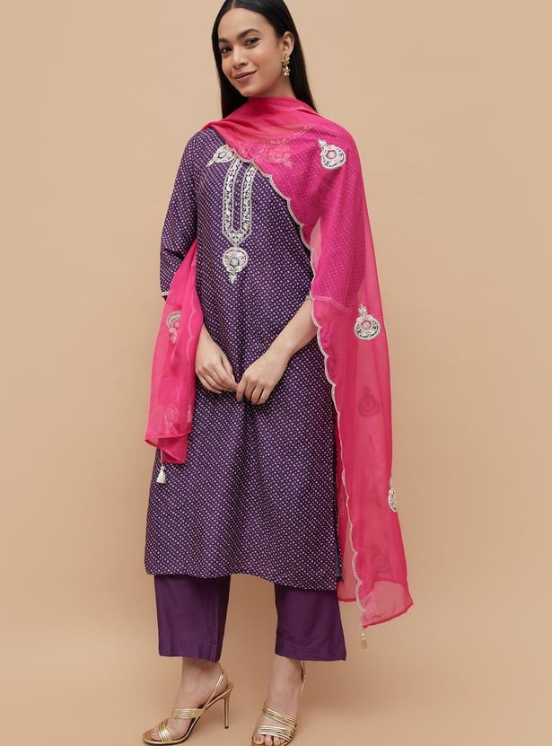 MELANGE Printed Straight Kurta Set
