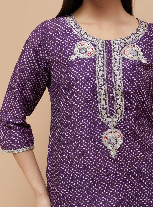 MELANGE Printed Straight Kurta Set
