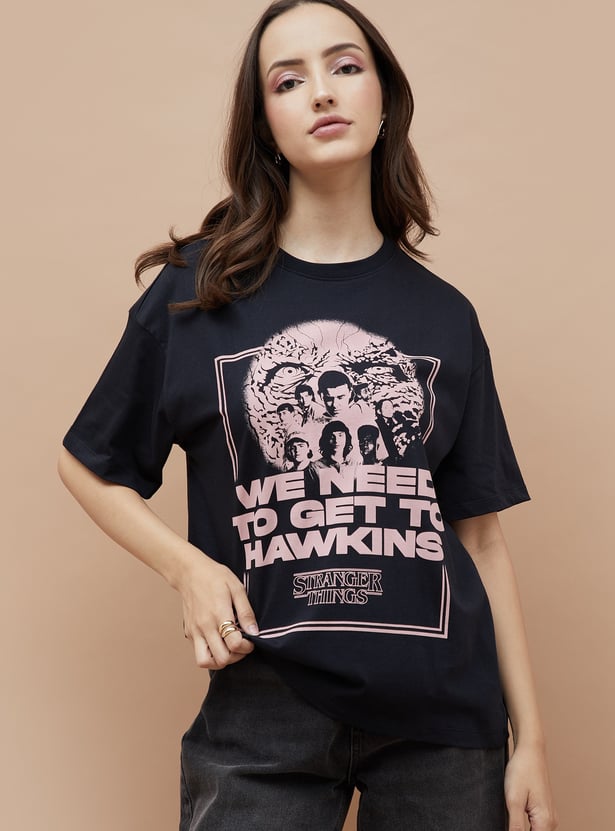 GINGER Stranger Things Print Oversized T-shirt