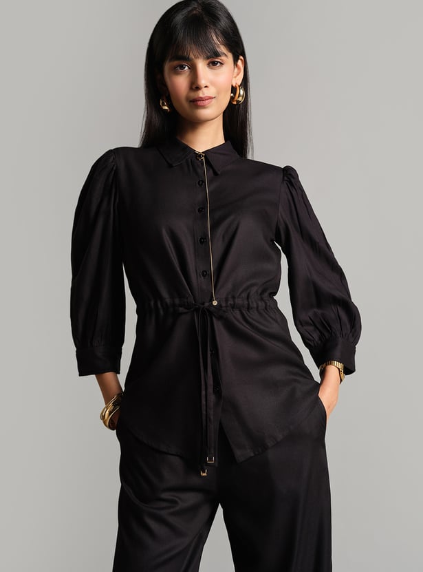 AND Solid Puffed Sleeve Co-Ord Set