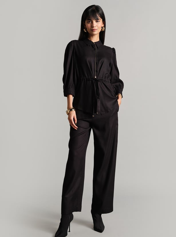 AND Solid Puffed Sleeve Co-Ord Set