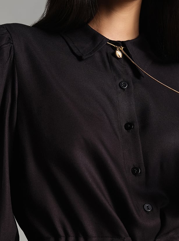 AND Solid Puffed Sleeve Co-Ord Set