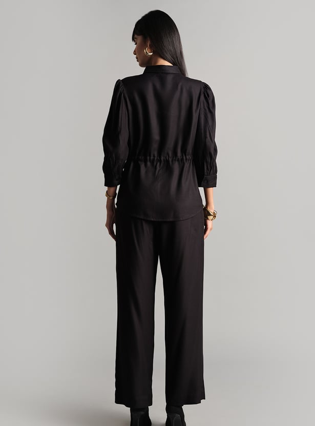AND Solid Puffed Sleeve Co-Ord Set