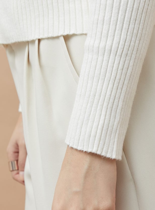 CODE Knit Cardigan with Faux Fur Collar