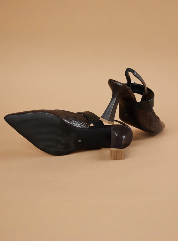 GINGER Embossed Spool Sling Back Heels
