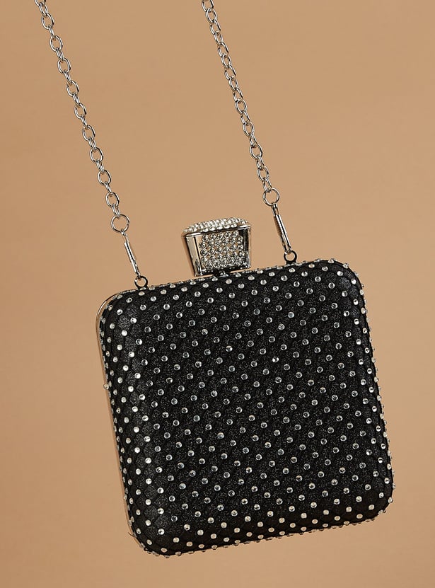 CODE Embellished Box Clutch
