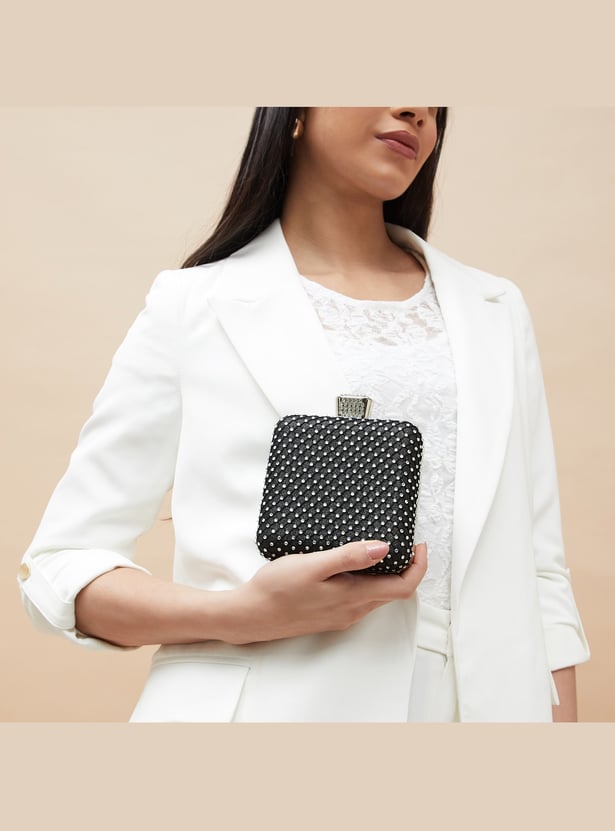 CODE Embellished Box Clutch