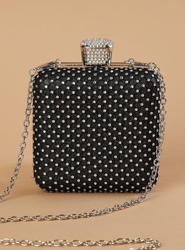 CODE Embellished Box Clutch