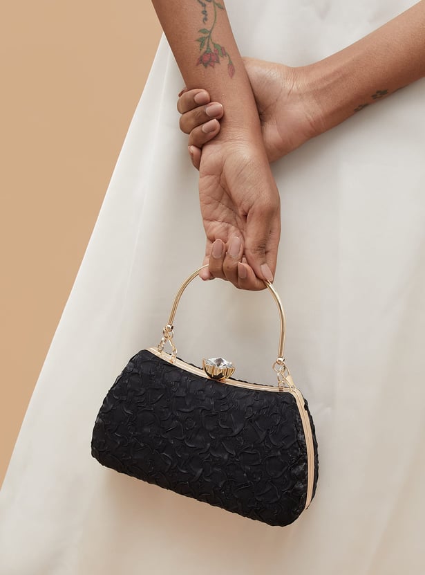 CODE Patterned Clutch with Chain Strap