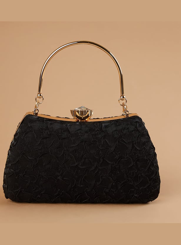CODE Patterned Clutch with Chain Strap