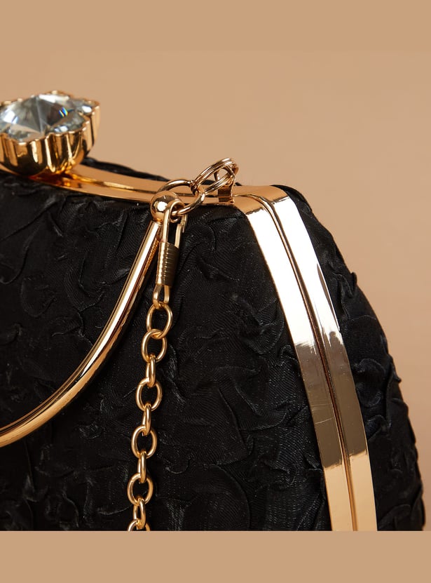 CODE Patterned Clutch with Chain Strap