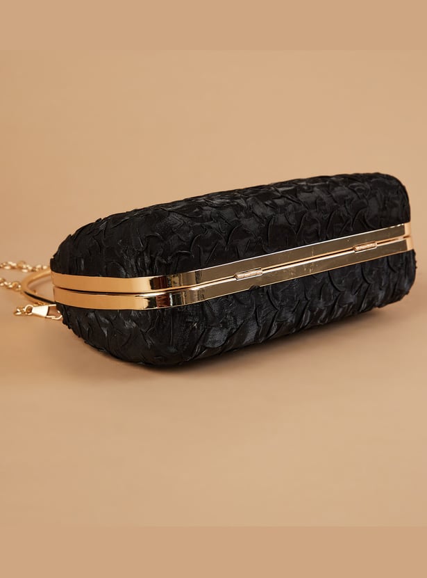 CODE Patterned Clutch with Chain Strap