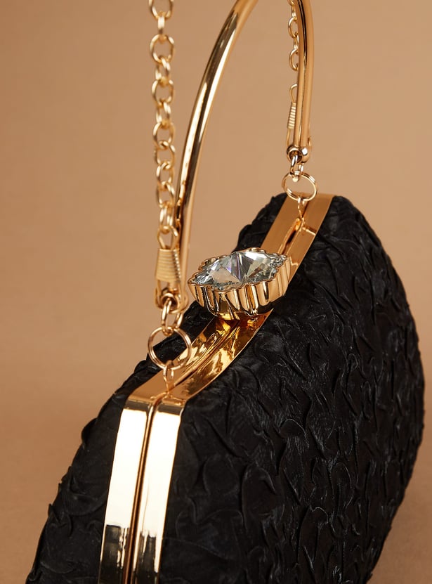 CODE Patterned Clutch with Chain Strap