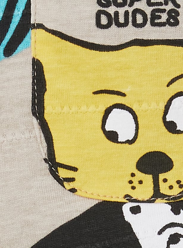 JUNIORS Boys Dog Print Hooded T-shirt with Shorts