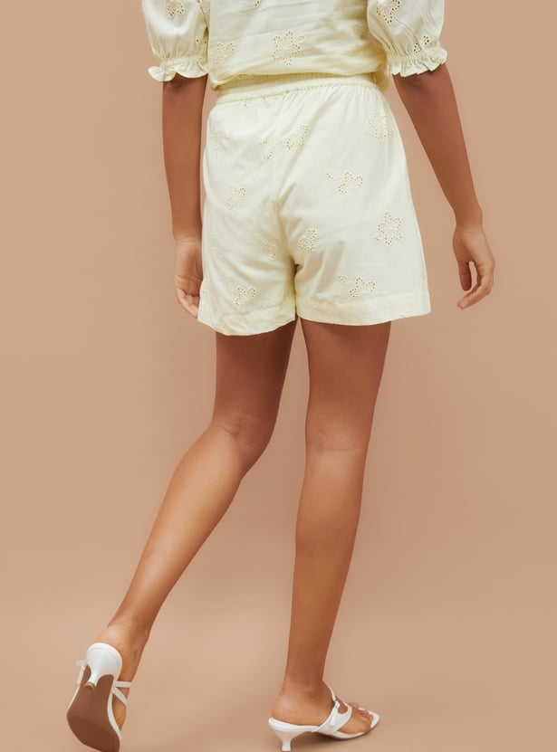 GINGER Schiffli Paperbag Waist Shorts