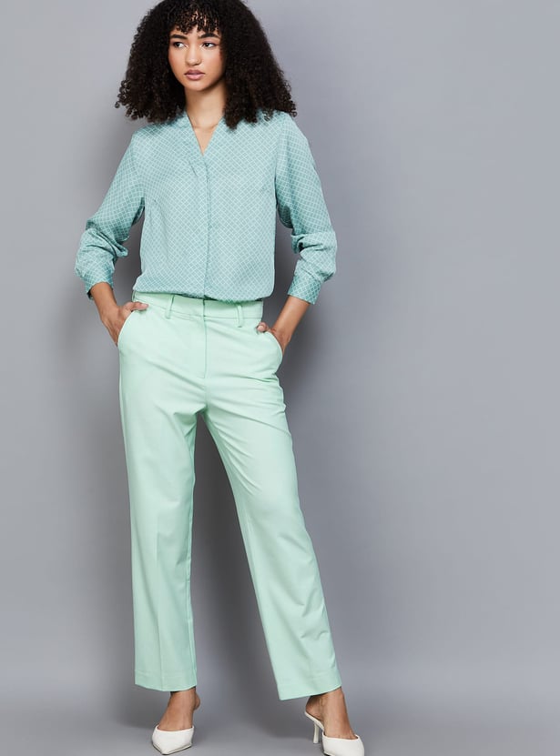 VAN HEUSEN Textured Regular Fit Trousers