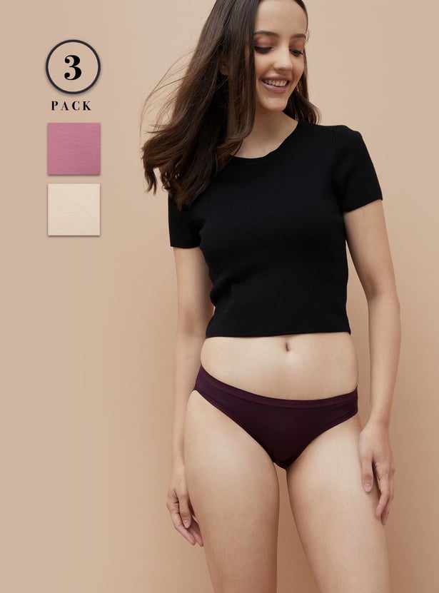 GINGER Solid Bikini Panties - Pack of 3