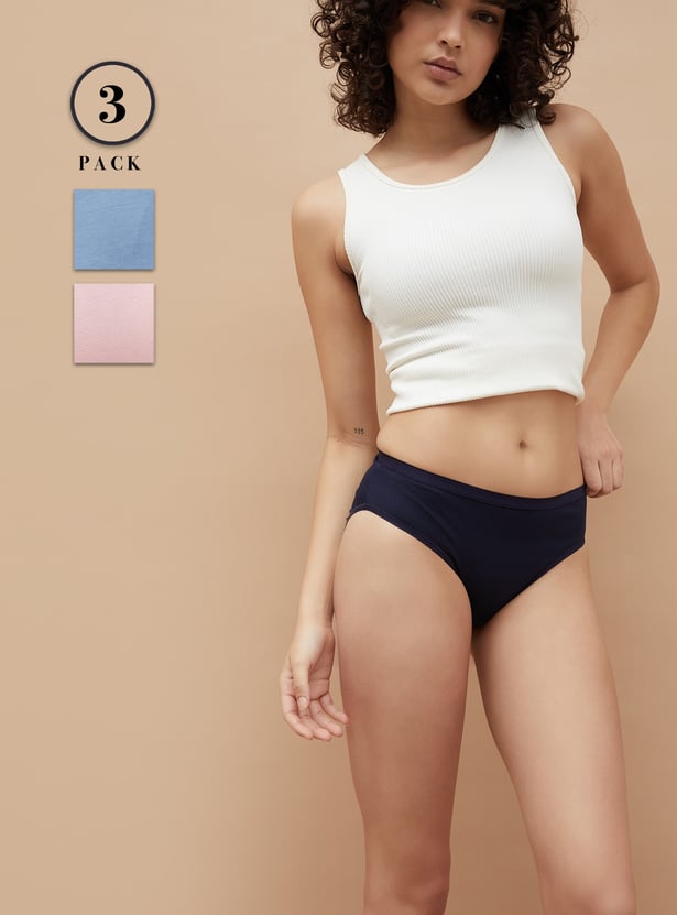 GINGER Solid Hipster Panties - Pack of 3