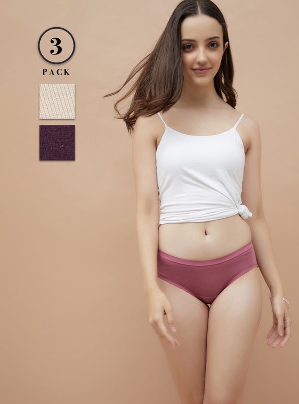 GINGER Solid Hipster Panties - Pack of 3