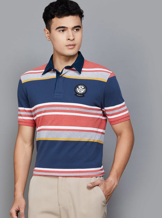 FAHRENHEIT Striped Polo T-shirt