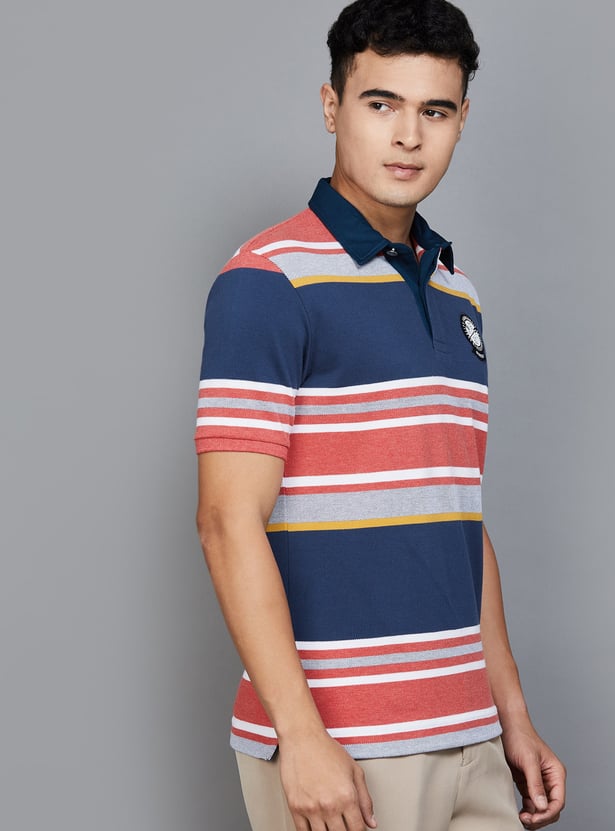 FAHRENHEIT Striped Polo T-shirt