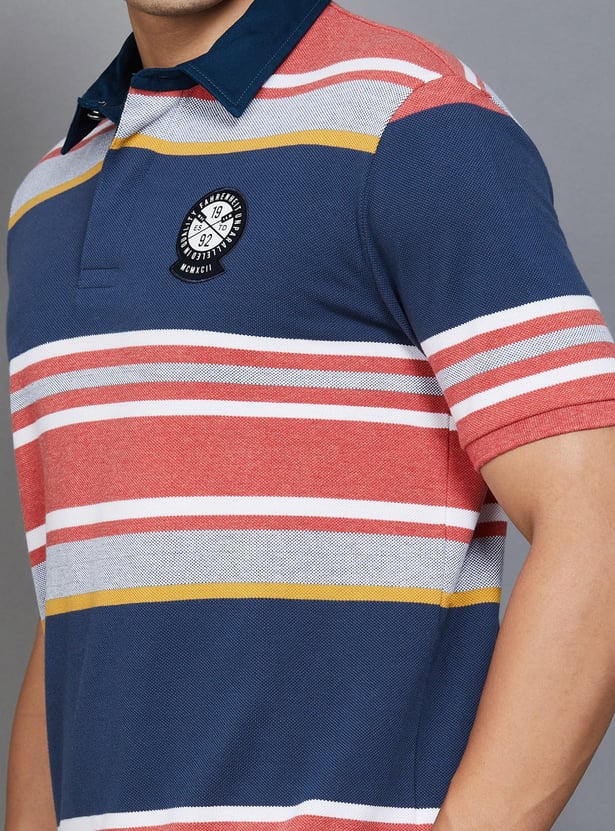 FAHRENHEIT Striped Polo T-shirt