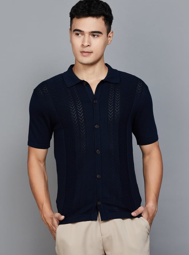 FAHRENHEIT Knit Panelled Shirt