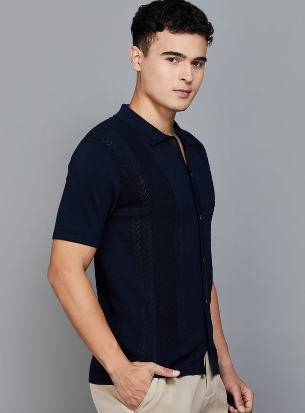 FAHRENHEIT Knit Panelled Shirt