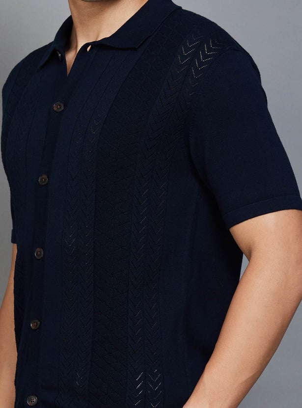 FAHRENHEIT Knit Panelled Shirt