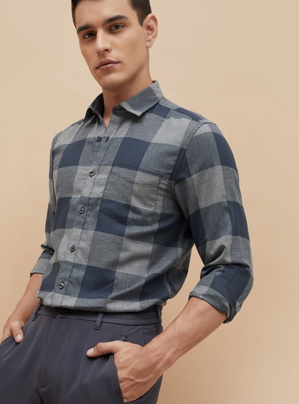 CODE Checked Regular Fit Smart Casual Shirt