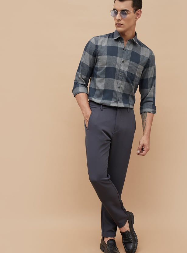 CODE Checked Regular Fit Smart Casual Shirt
