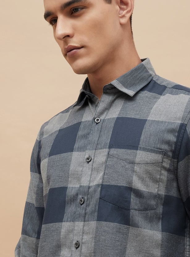 CODE Checked Regular Fit Smart Casual Shirt